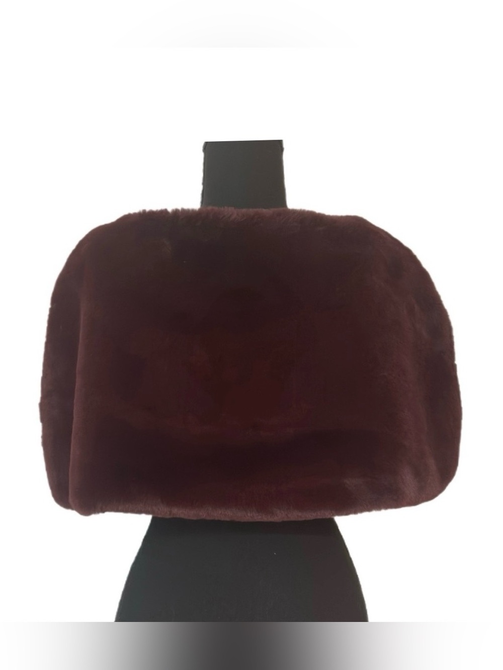 TAHARI ~ By Arthur S. Levine Plush Faux Fur Capelet with Brooch - Deep Burgundy - Picture 6 of 9